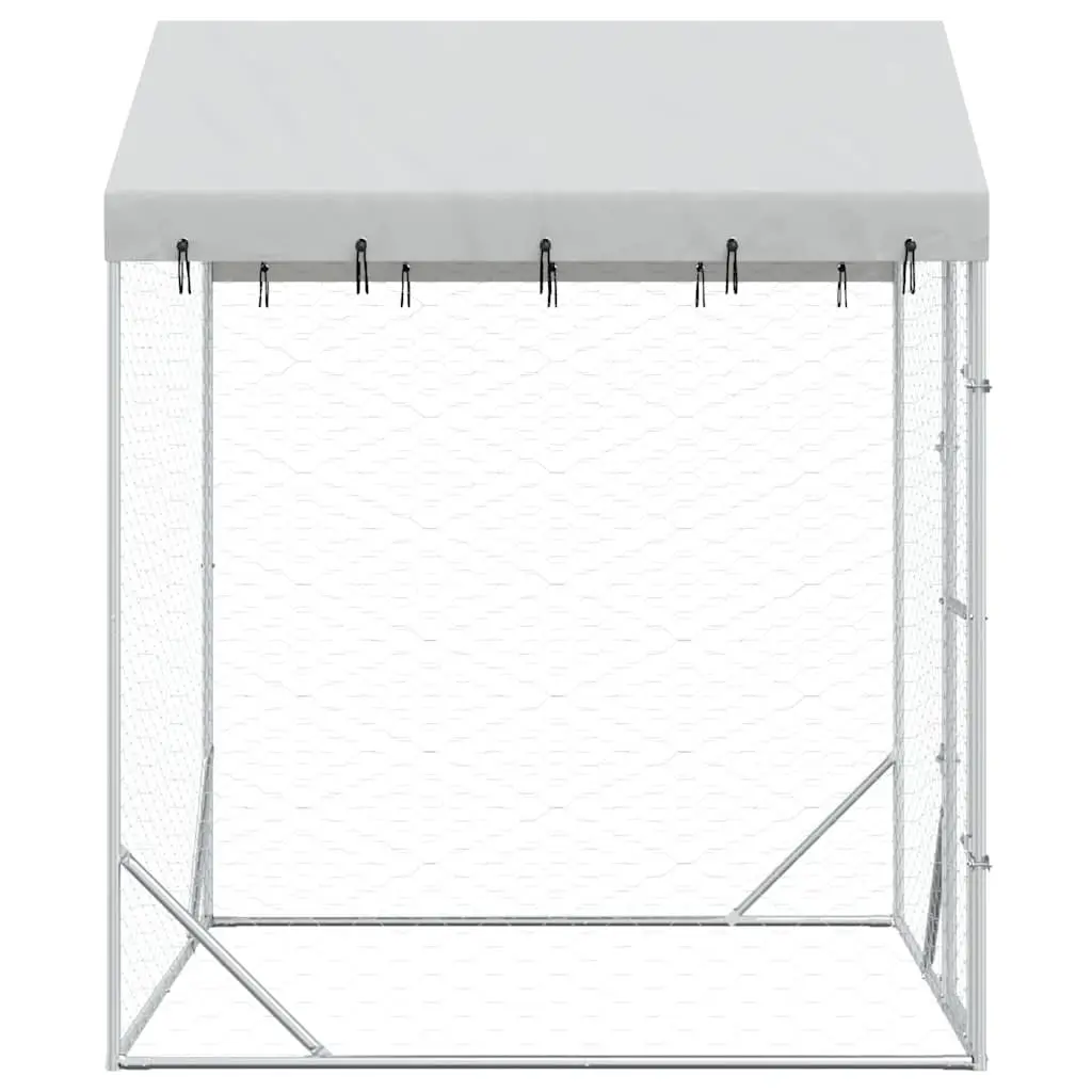 Outdoor Dog Kennel Run with Protective Roof Spacious Animal Enclosure