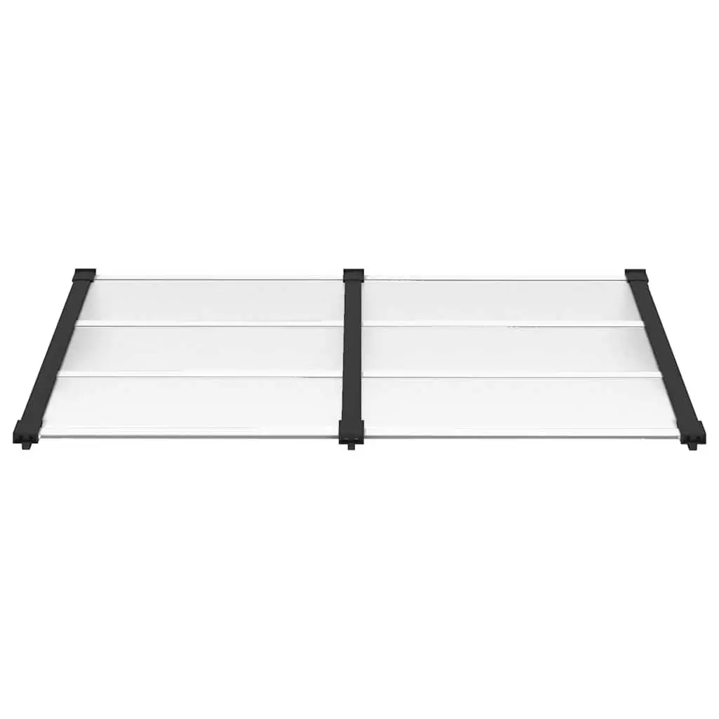 Polycarbonate Door Canopy Awning Black Transparent 152.5x90cm Outdoor Entrance Protection