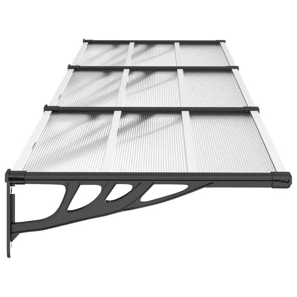Door Canopy Polycarbonate Black Transparent 297.5x90cm Porch Awning Weather