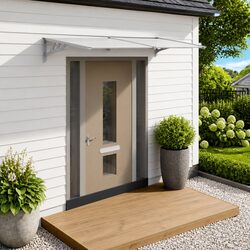Door Canopy Porch Awning Polycarbonate Grey Transparent 239x90cm Shelter