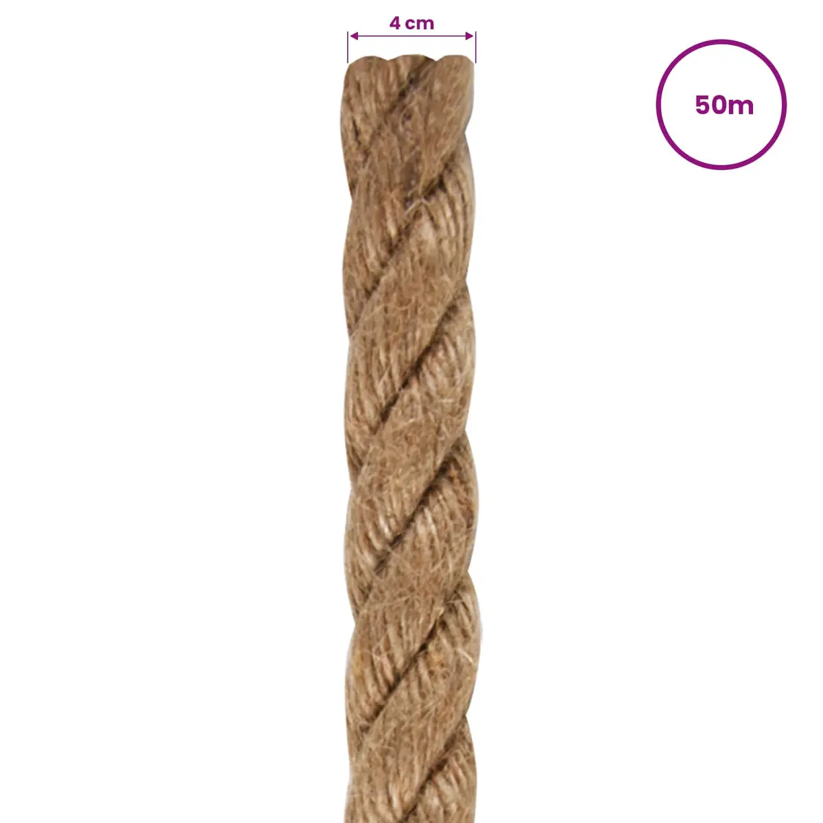 Jute Rope Garden Craft 50m Long 4mm Thick Brown Natural Twine