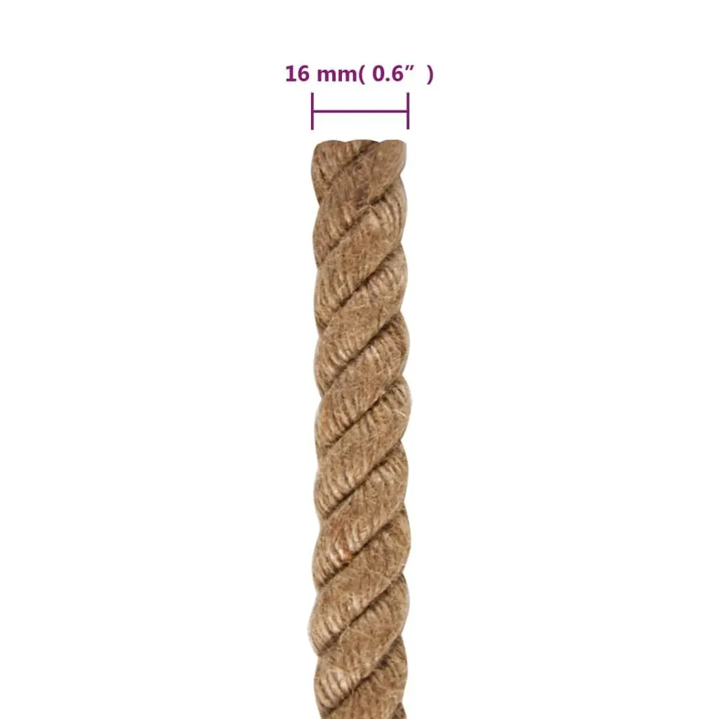 Jute Rope 100 m Long 16 mm Thick Natural Braided Twine Brown Hardware