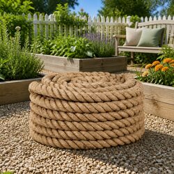 Jute Rope Specifications: 25m Long, 30mm Thick, Brown