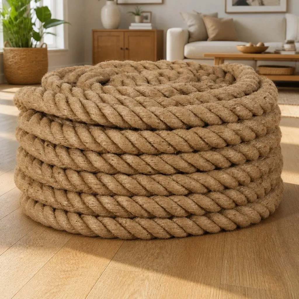 5m Long Jute Rope 36mm Diameter, Brown, Natural Material