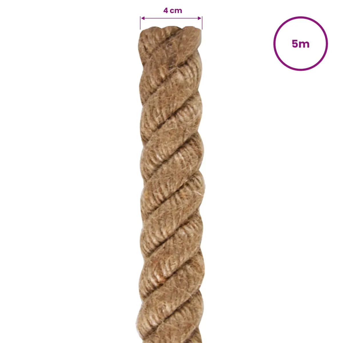 Jute Rope 5 m Long 40 mm Thick Natural Braided Twine for Craft Garden Decorations