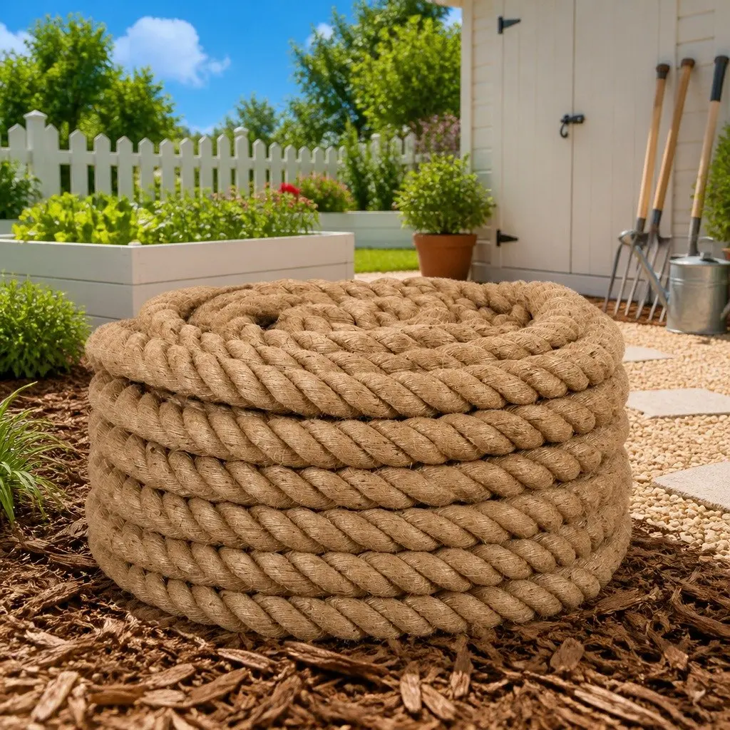 Jute Rope for Craft and Garden 10m Long 40mm Thick Natural Braided Twine