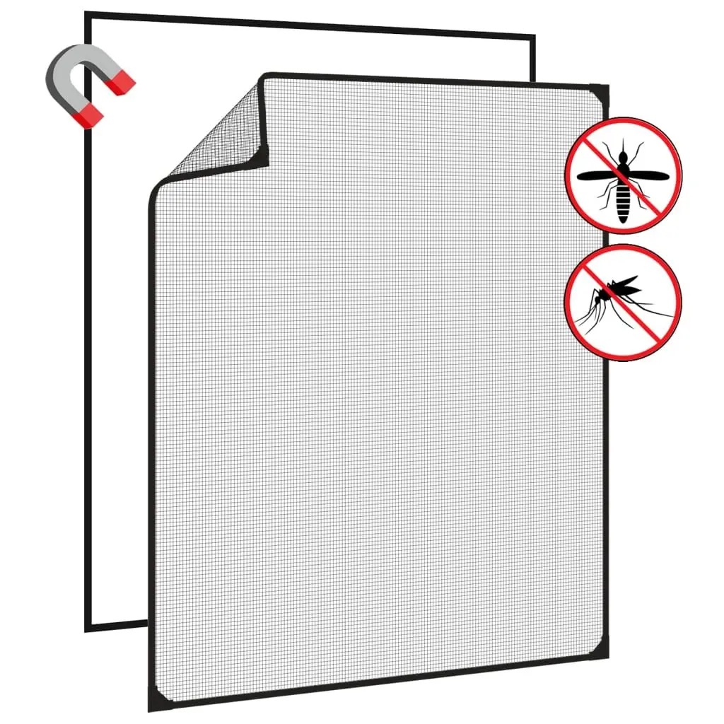 Magnetic Insect Screen for Windows Anthracite 100x120cm Mesh Fly Protection