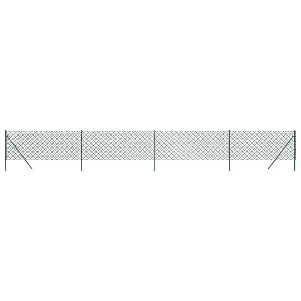 Chain Link Fence Panel Green 1x10m Outdoor Garden Yard Barrier Enclosure