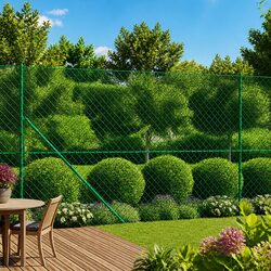 Chain Link Fence Panel: 1.4m x 10m Green Steel Construction