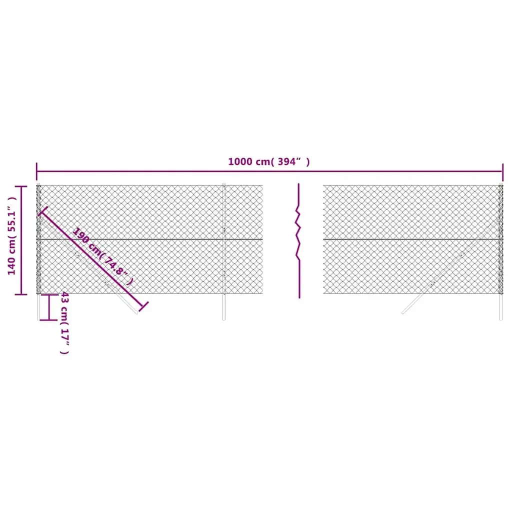 Chain Link Fence Panel Green 1.4 x 10m Garden Enclosure Mesh