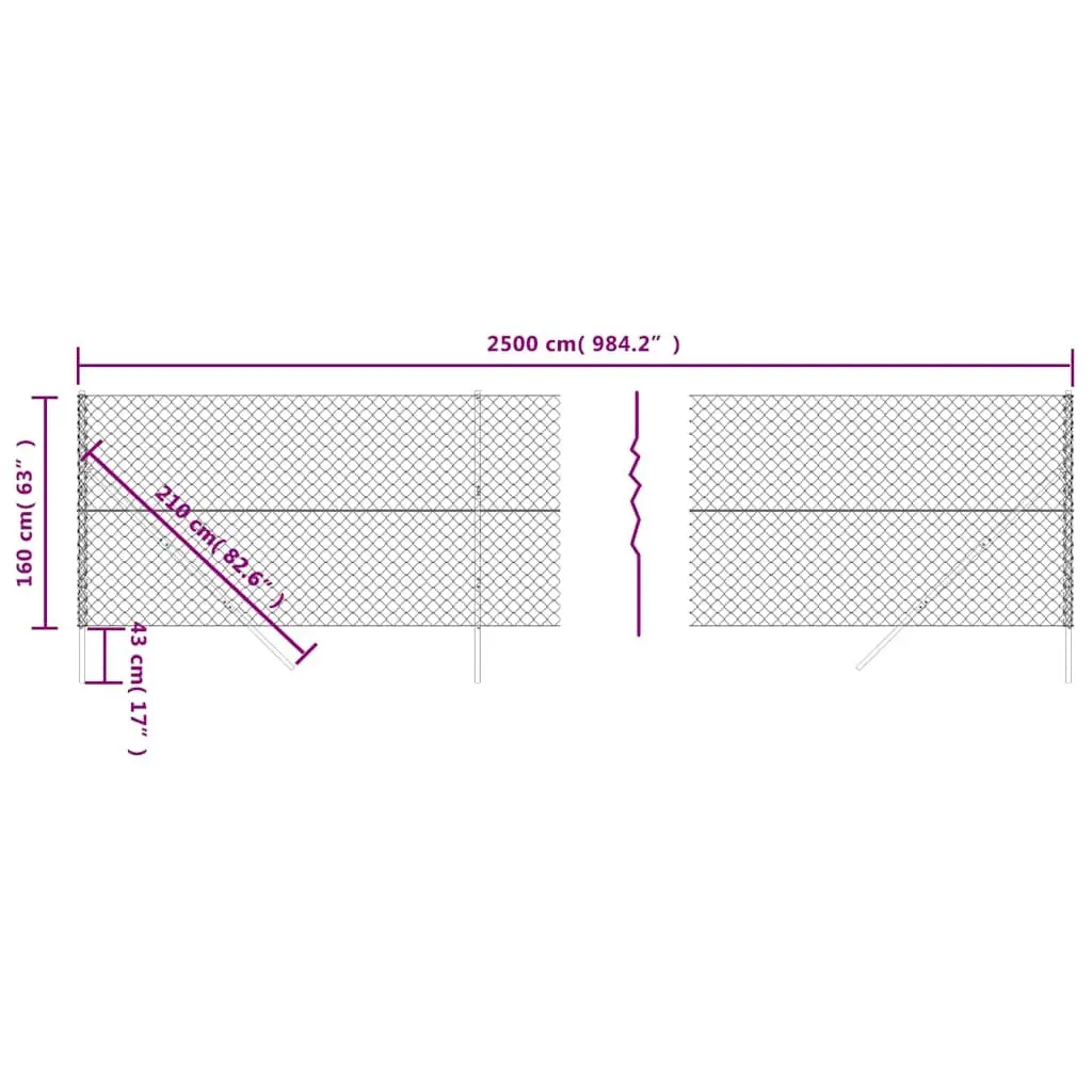 Chain Link Fence Garden 1.6x25m Green Steel Wire Mesh Barrier