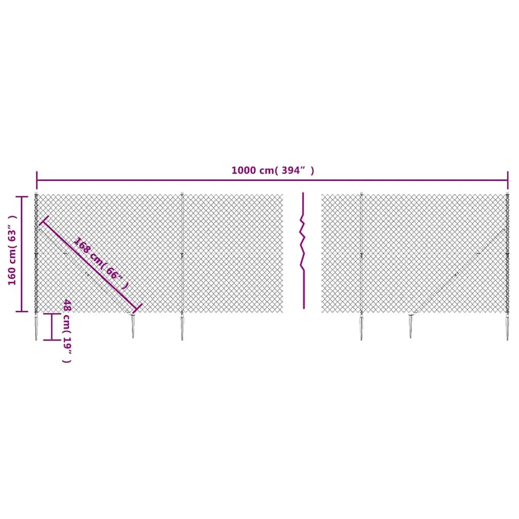 Chain Link Fence Panel Green 1.6x10 m for Yard Garden Outdoor Living