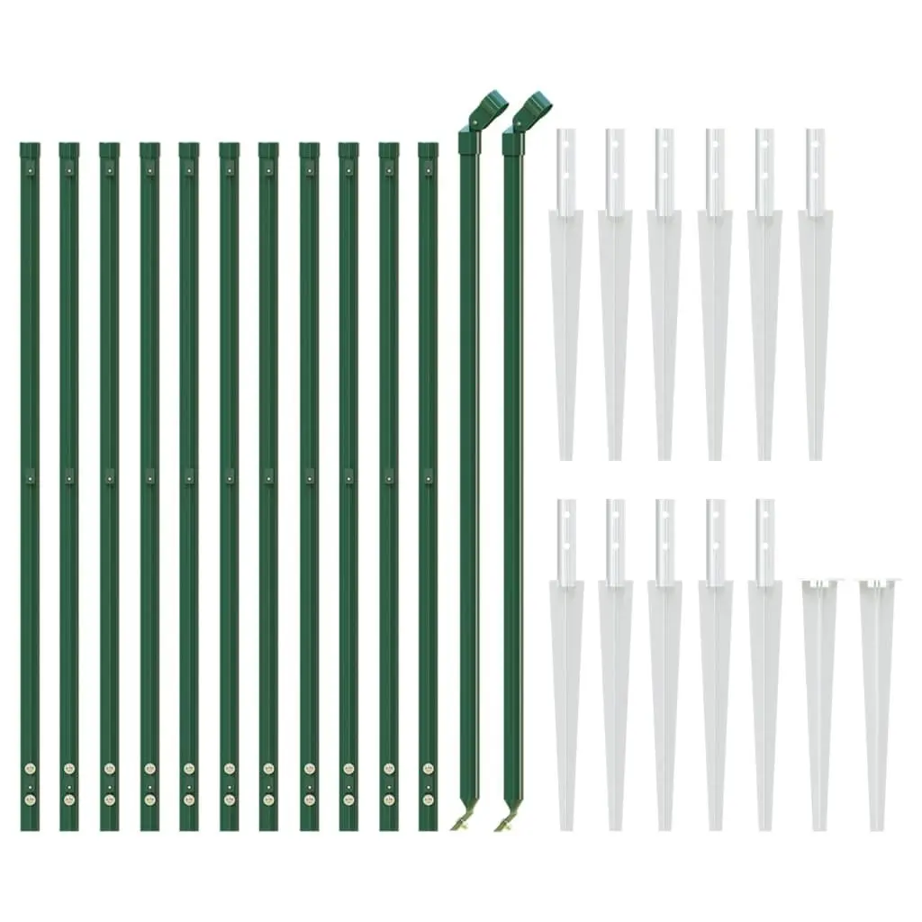 Green Chain Link Fence Panel 0.8x25m Outdoor Garden Barrier with Spike Anchors