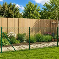 Chain Link Fence Panel with Floor Flange Specifications - Green 0.8 x 10m