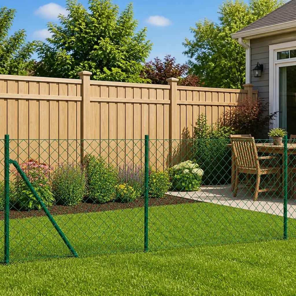 Chain Link Fence Panel Green 1x10m with Floor Flange