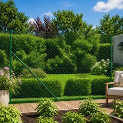 Chain Link Fence Panel Green 1.6 x 25 m Galvanised Steel Mesh Barrier
