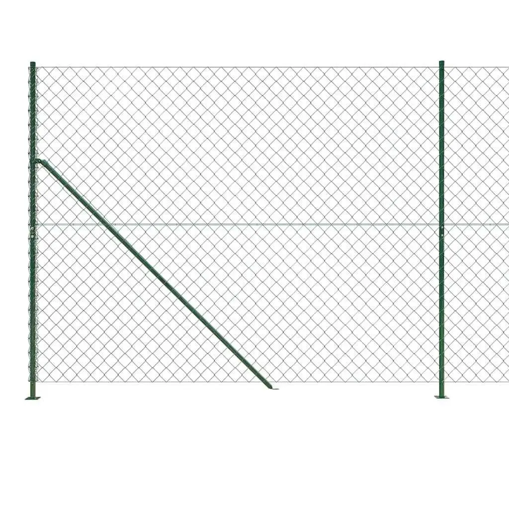 Chain Link Fence Panel Green 1.6 x 25 m Galvanised Steel Mesh Barrier