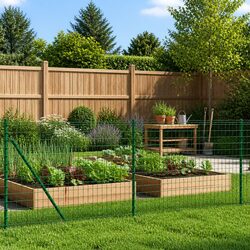 Wire Mesh Fence with Spike Anchors Green 1x25m Garden Barrier Enclosure Panel