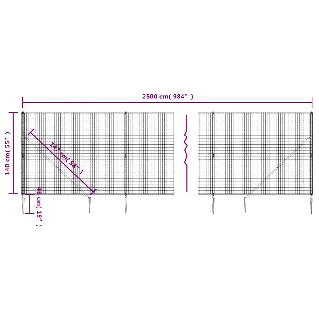 Wire Mesh Fence for Garden 1.4 x 25m Green Barrier Enclosure