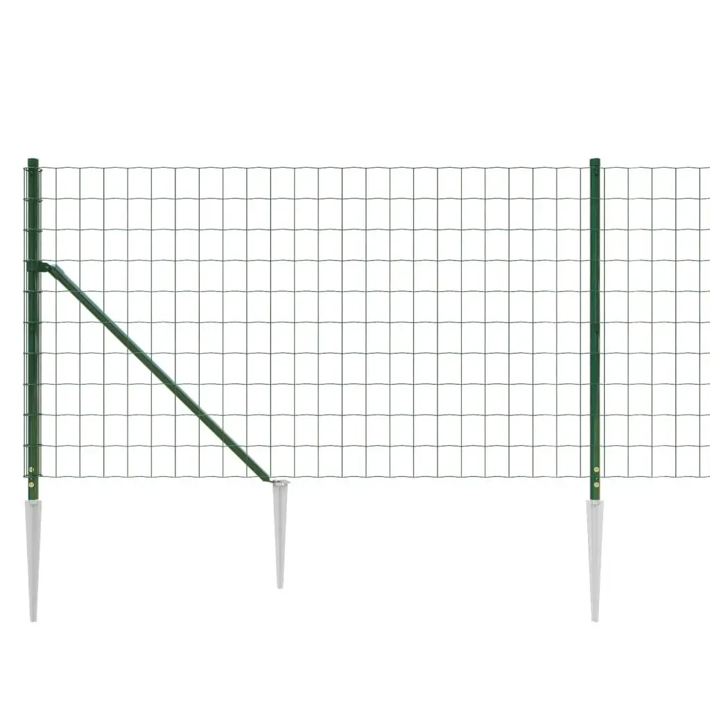Wire Mesh Fence Panel Green Spike Anchors Garden Barrier Enclosure 1x25m