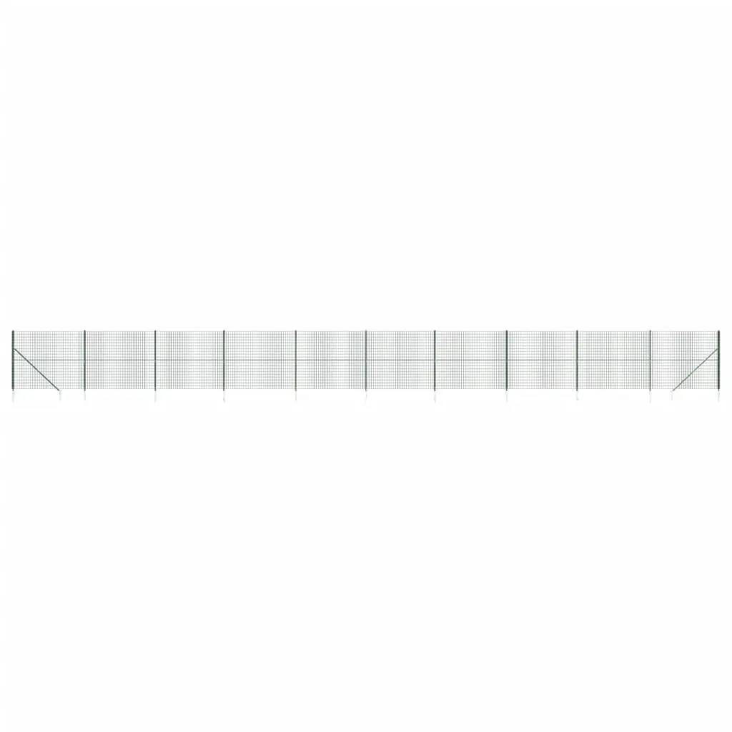 Green Wire Mesh Fence with Spike Anchors