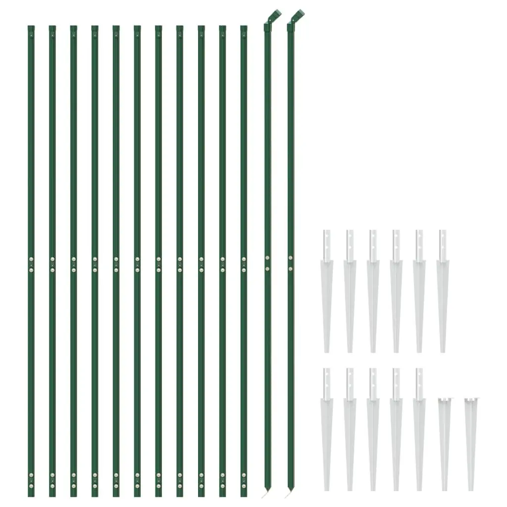 Green Wire Mesh Fence with Spike Anchors