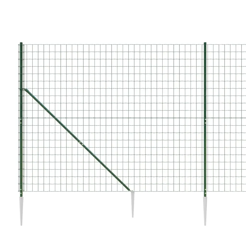 Green Wire Mesh Fence with Spike Anchors