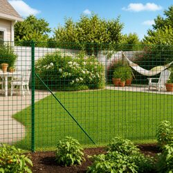 1.6x25m Wire Mesh Fence Panel with Spike Anchors in Green