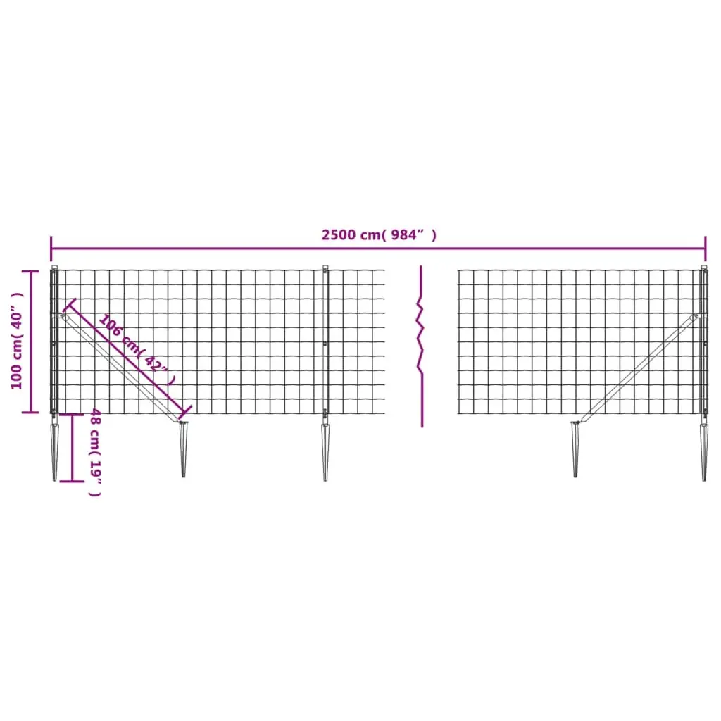 Wire Mesh Fence Garden 1x25m Green