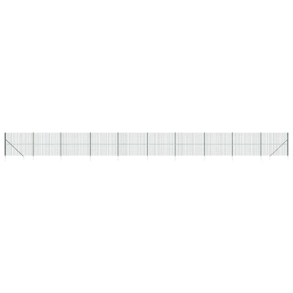 Wire Mesh Fence Panel Green 1.4m x 25m Garden Barrier with Spike Anchors