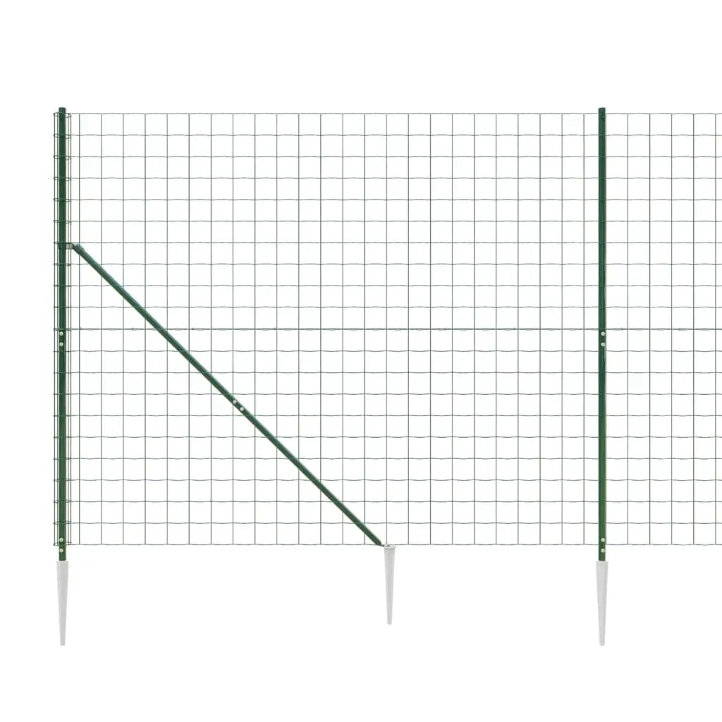 Wire Mesh Fence Panel Green 1.4m x 25m Garden Barrier with Spike Anchors