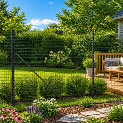 1.6m x 25m Anthracite Wire Mesh Fence Panel with Anchors