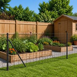 Wire Mesh Fence Panel with Spike Anchors Anthracite Garden Barrier 1x25m