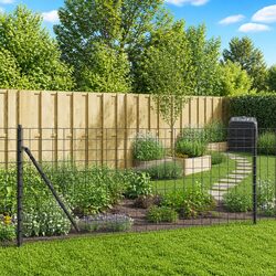 Wire Mesh Fence Panel with Flange Anthracite 1x25m Garden Barrier Enclosure