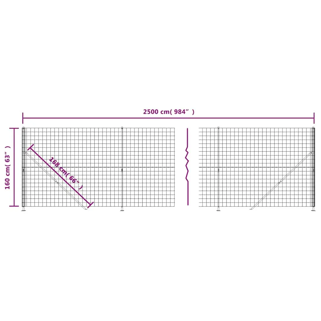 Wire Mesh Fence Panel for Garden 1.6 x 25m Anthracite Grey