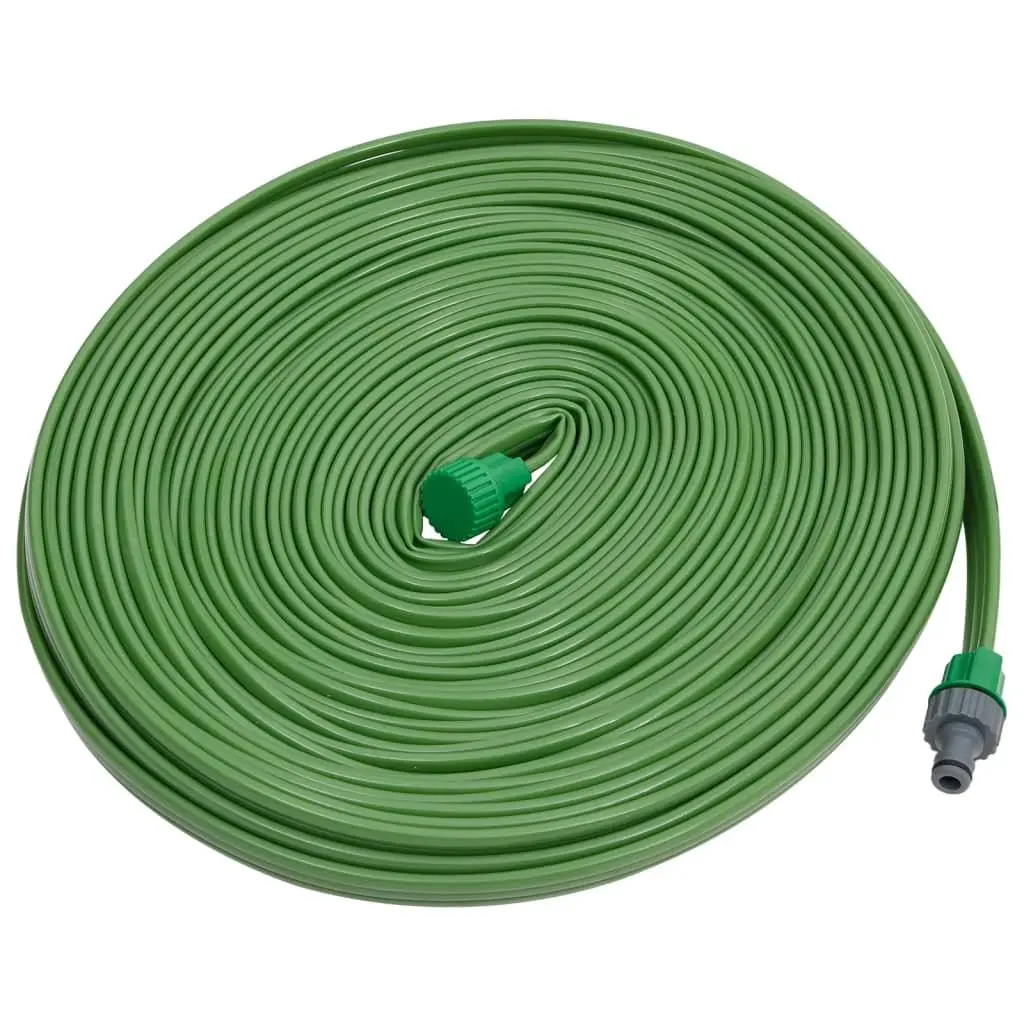 3-Tube Flexible Sprinkler Hose for Garden Irrigation 15m Green PVC