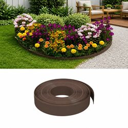 Garden Edging Border - 10m Length, 10cm Height, Brown