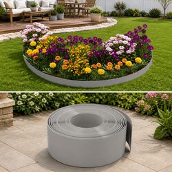 Garden Edging Border 10m Grey Flexible Lawn Edge Flower Bed Path Barrier