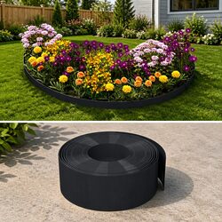 Garden Edging 10m Black Flexible Lawn Border Flower Bed Path Edging Barrier