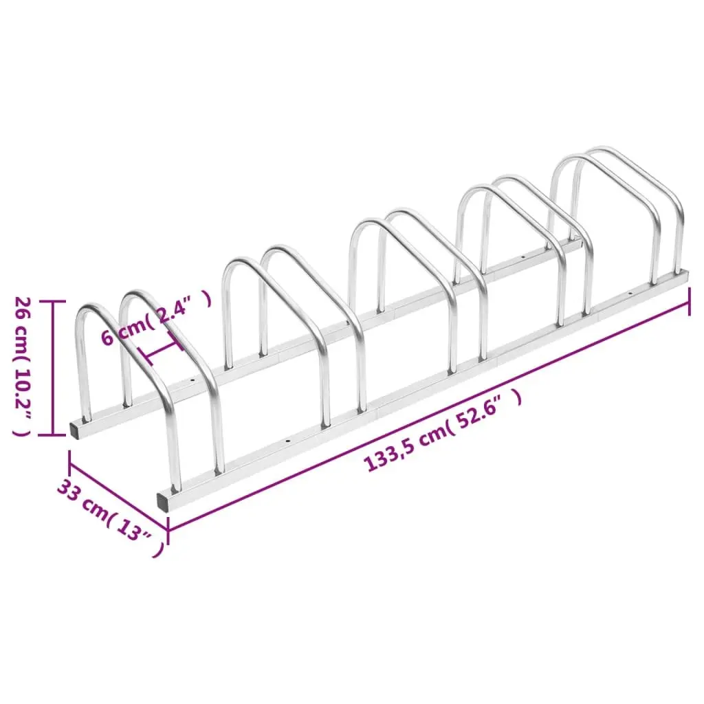 Bike Rack for Bicycles Garage Storage Silver Galvanised Steel Floor Stand