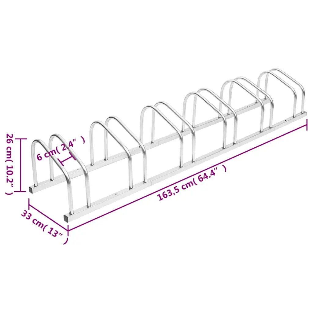 Bike Rack for 6 Bikes Garage Garden Floor Stand Galvanised Steel Storage