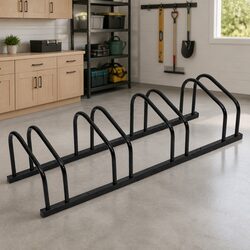 Bike Rack for 4 Bikes Black Steel Bicycle Stand Floor Parking Storage Garage