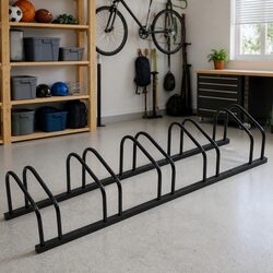 Black Steel Floor-Standing Bike Rack - 5-Bike Capacity