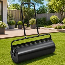 Black Garden Lawn Roller, Push Handle, 63L Iron Tool