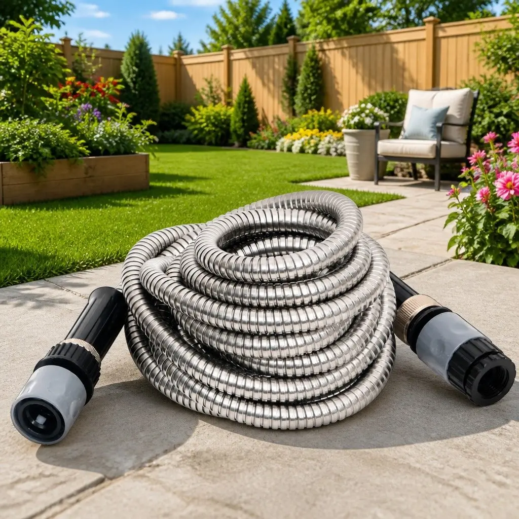 15m Stainless Steel Hose with 8-Spray Nozzle