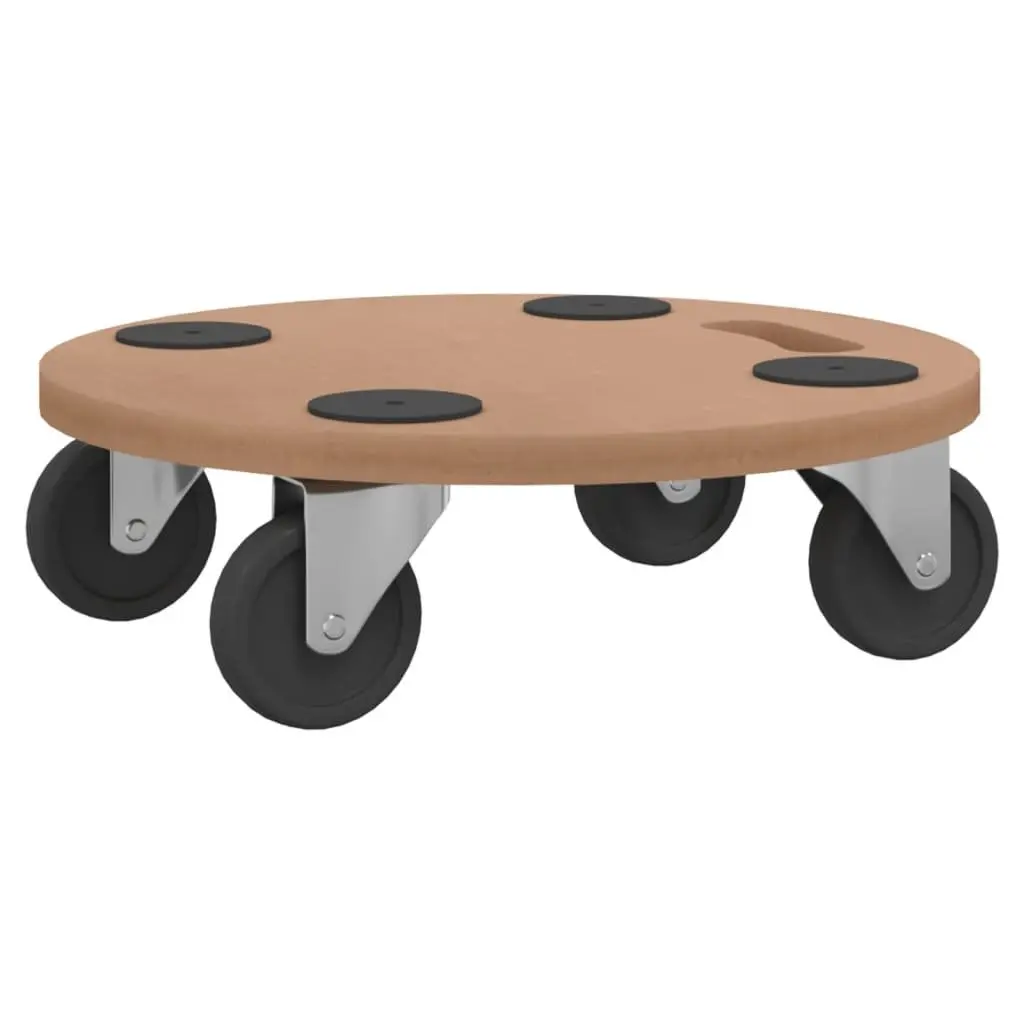 Dolly Trolleys 2pcs Round Brown Engineered Wood Furniture Moving Platform With