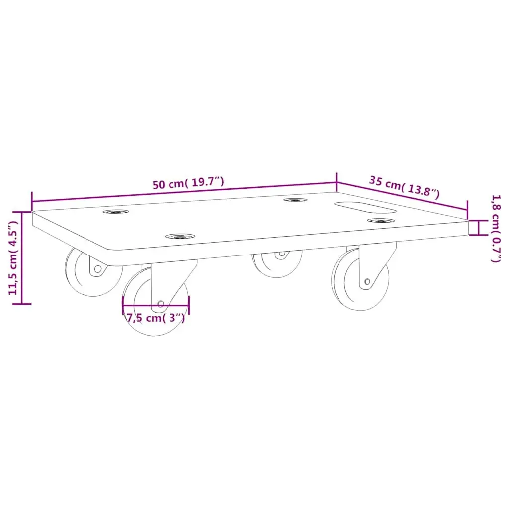Transport Trolley 2 Piece Rectangular Furniture Mover Dolly Plywood 250kg Capacity