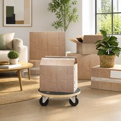 38cm Round Transport Trolley: 250kg Load Capacity, Grey