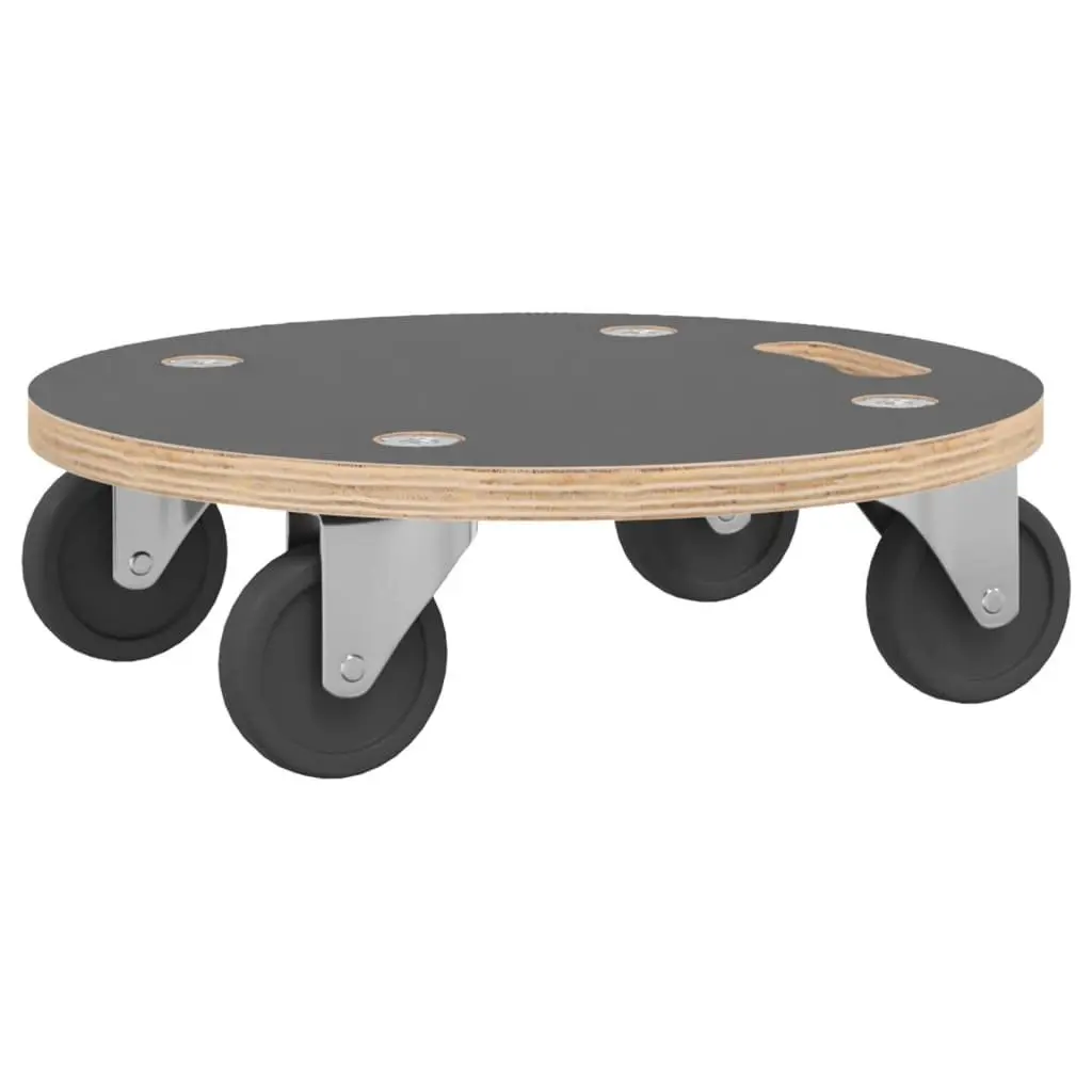 Round Transport Trolley 38cm Moving Furniture Dolly Heavy Duty Castors Grey