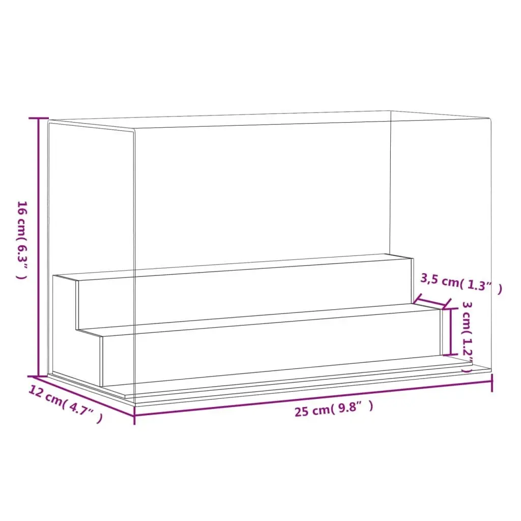 Acrylic Display Box for Collectibles 25x12x16 cm Transparent Dustproof Showcase Case